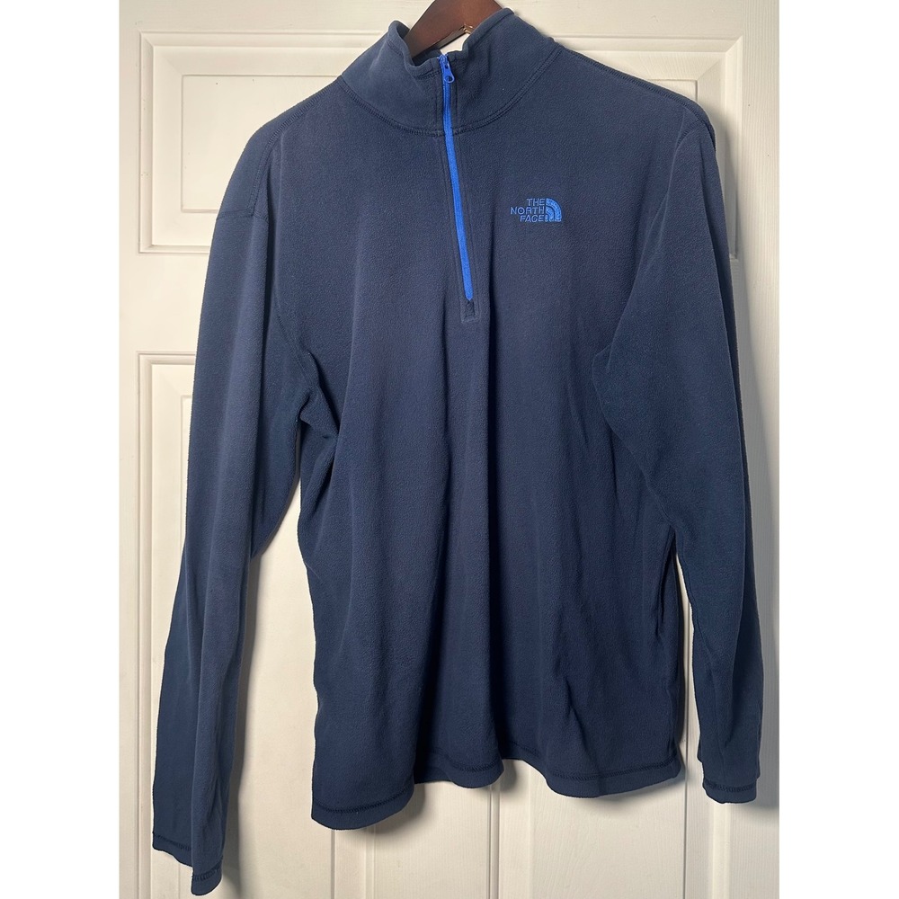 The North Face Mens M Glacier Quarter Zip Lightweight Fleece‎ Pullover Navy Blue